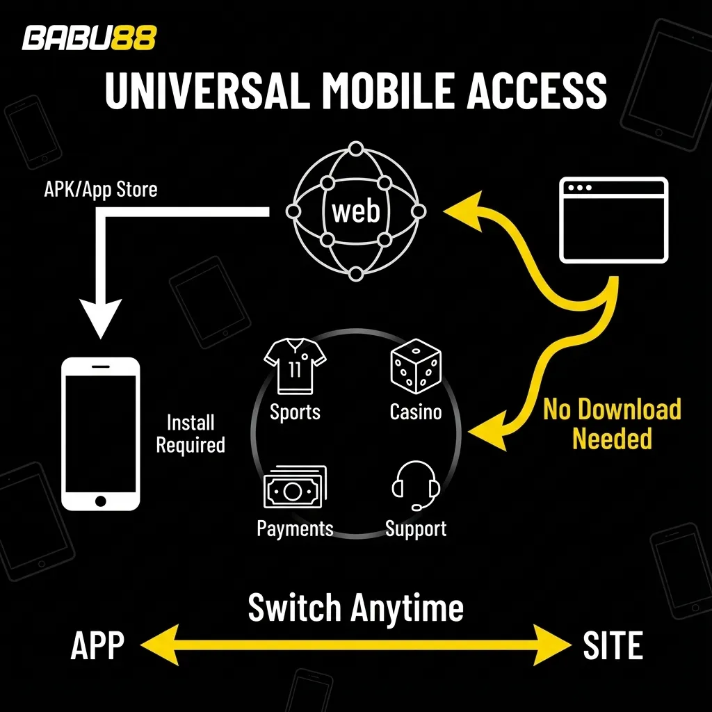 Access Babu88 via mobile browser - full features without app installation