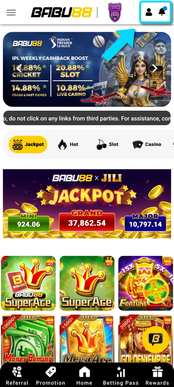 Start your deposit process in the Babu88 App to fund your account quickly.