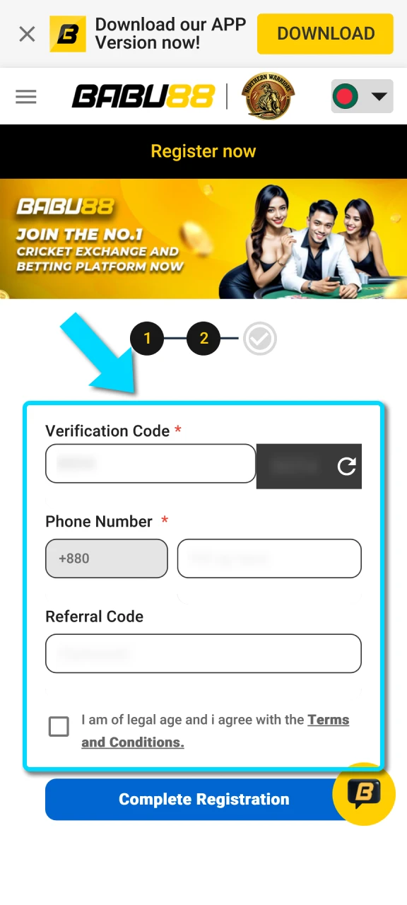 Fill in your profile details within the Babu88 App to access all features.