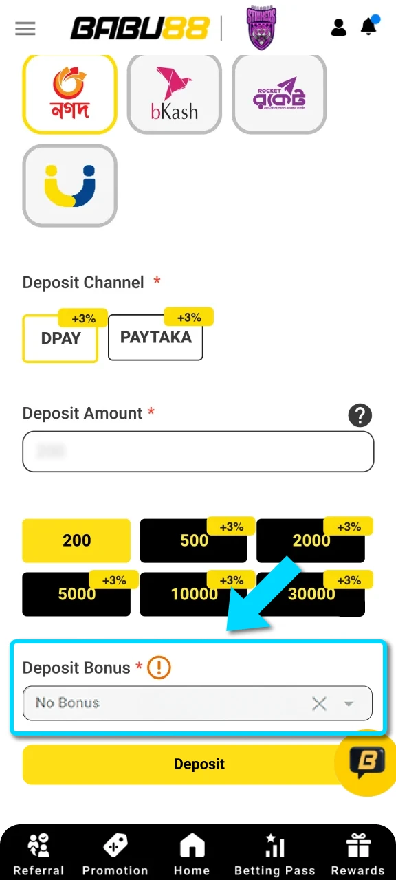 Enter the promo code in the Babu88 App to activate your special offer.