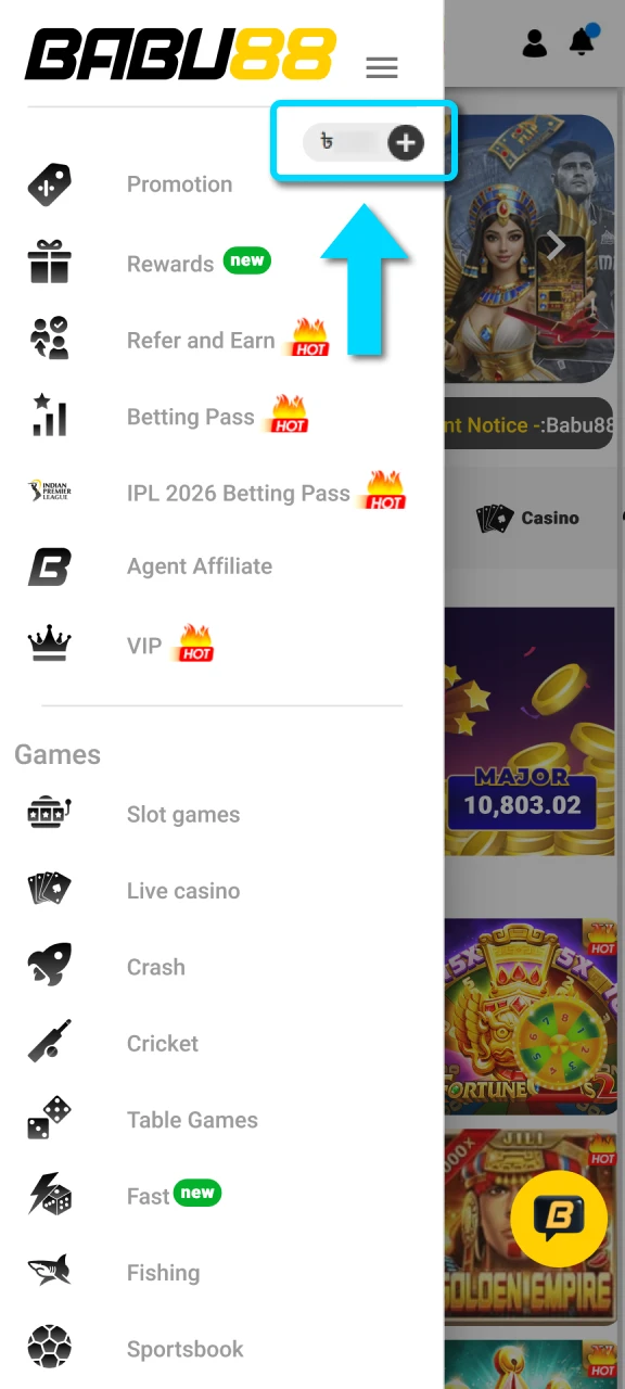 Top up your balance to unlock Cricket Betting opportunities at Babu88.