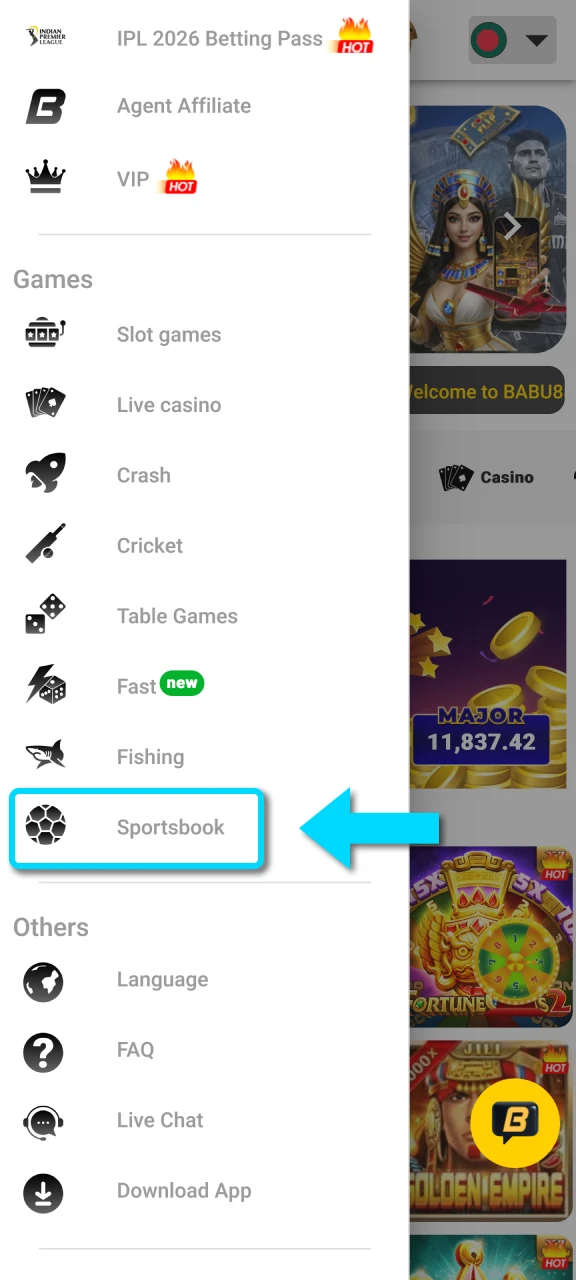 Open the sports page at Babu88 to find exciting betting events.