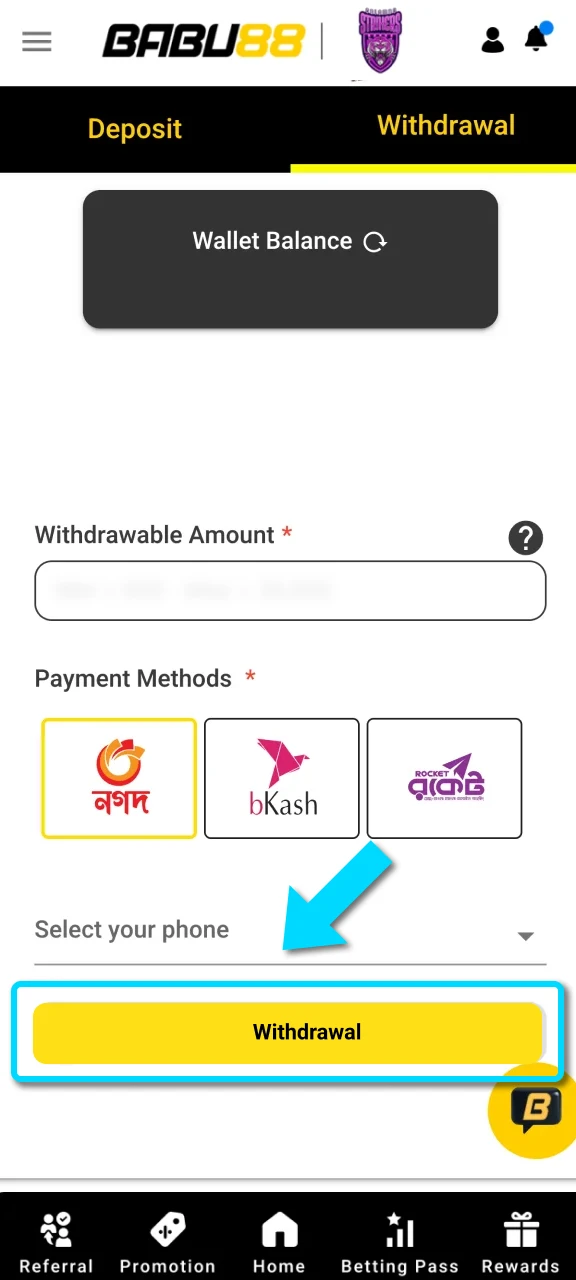 Finish all security checks and wait for your Babu88 money withdrawal to be processed.