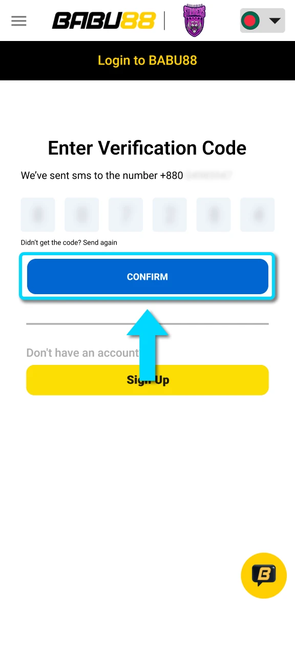 Access your Babu88 account and login to start betting now.