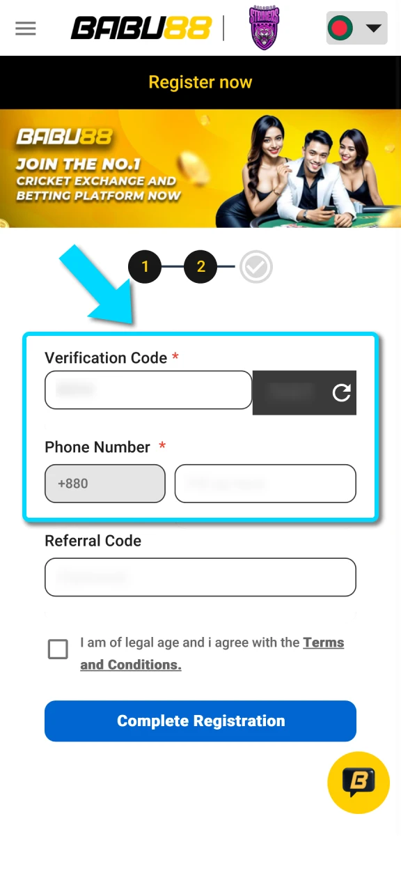 Verify your new registration account to ensure Babu88 app security.