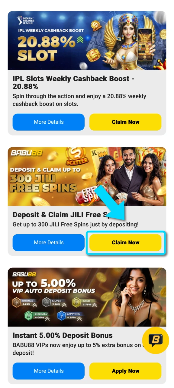 Claim your slots bonus at Babu88 to increase your winning potential.